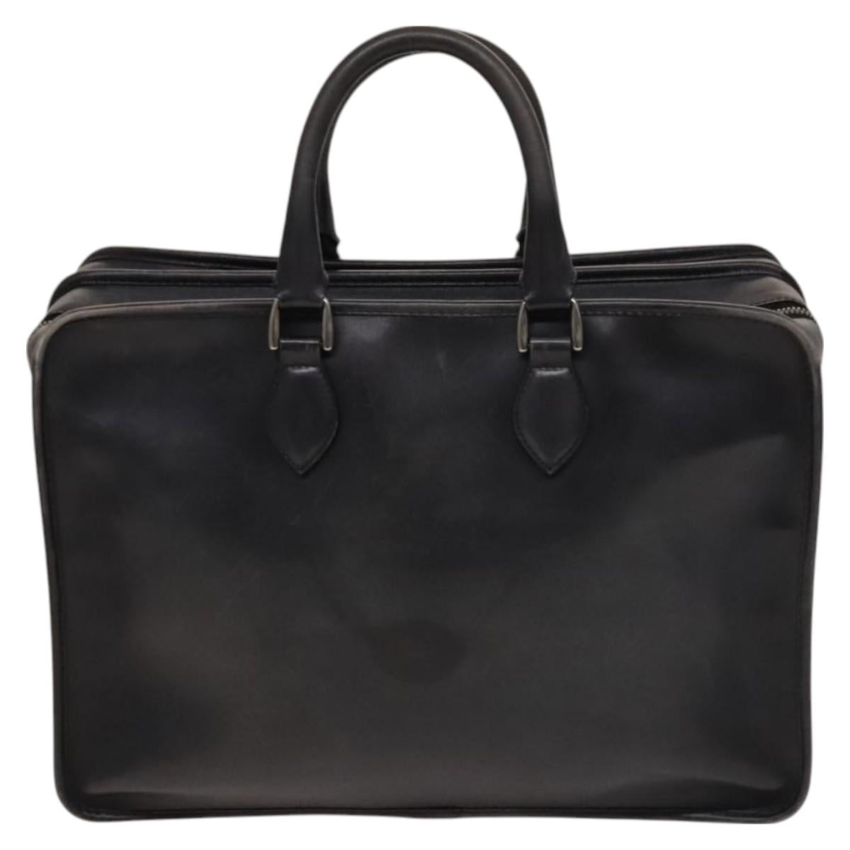 Berluti Business Bag Leather Black Silver Auth bs26412