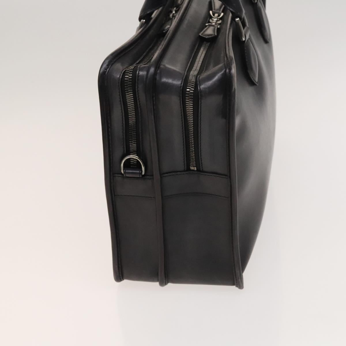 Berluti Business Bag Leather Black Silver Auth bs26412