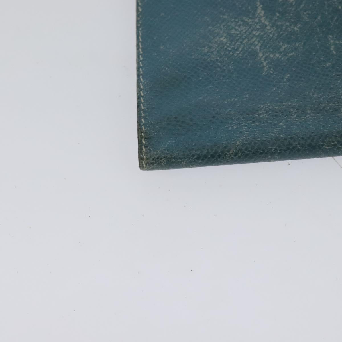 HERMES Bean Long Wallet Leather Blue Auth bs26436