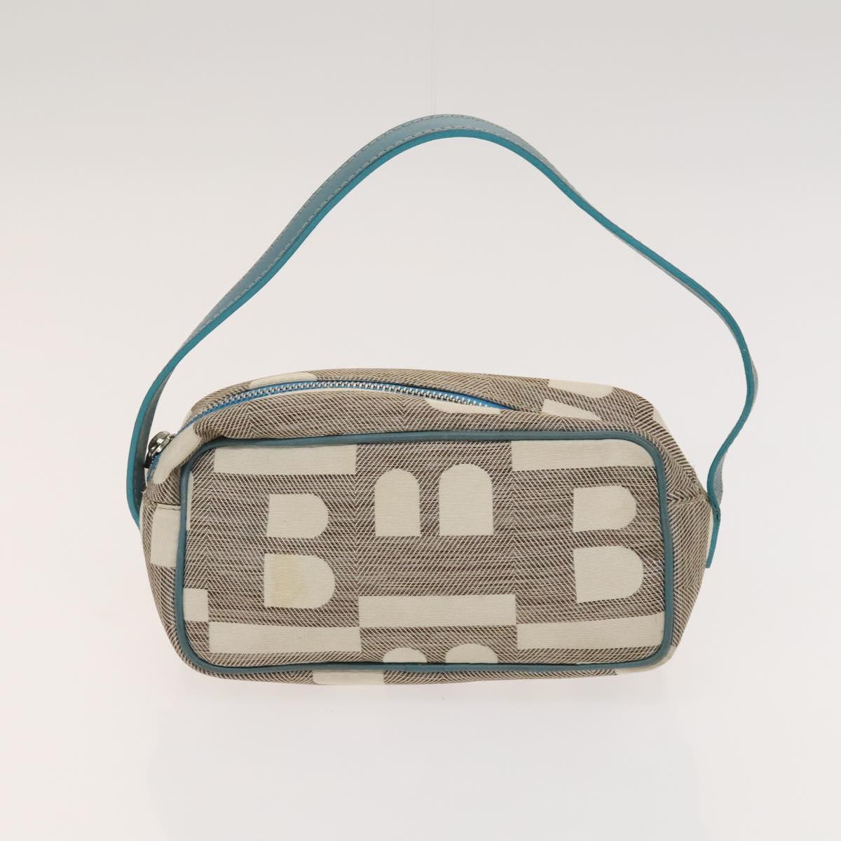 BALLY Hand Bag Canvas 2Set Beige Blue yellow Auth bs26441