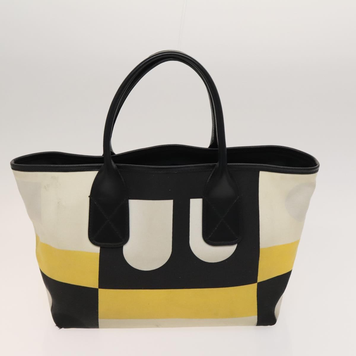 BALLY Hand Bag Canvas 2Set Beige Blue yellow Auth bs26441