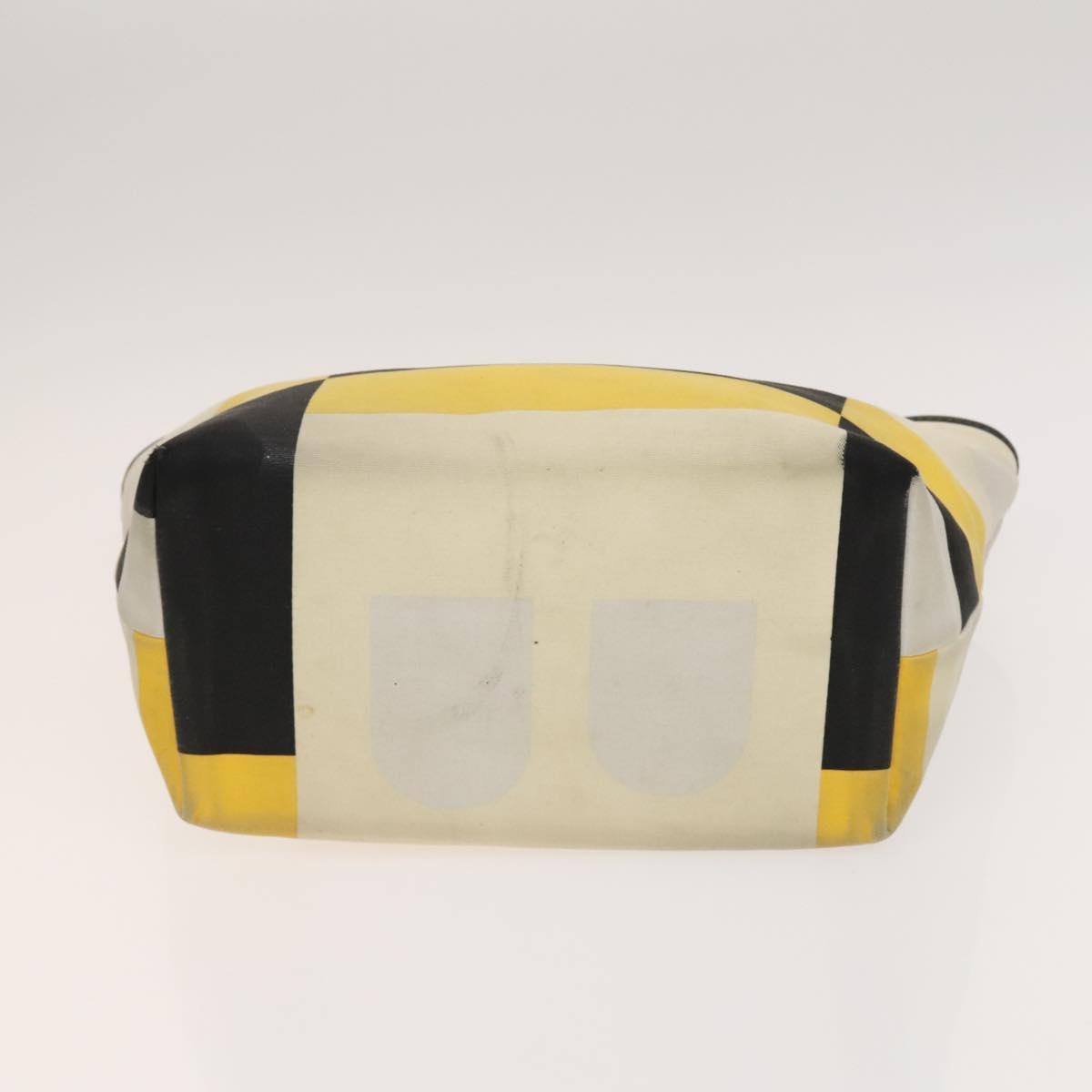 BALLY Hand Bag Canvas 2Set Beige Blue yellow Auth bs26441