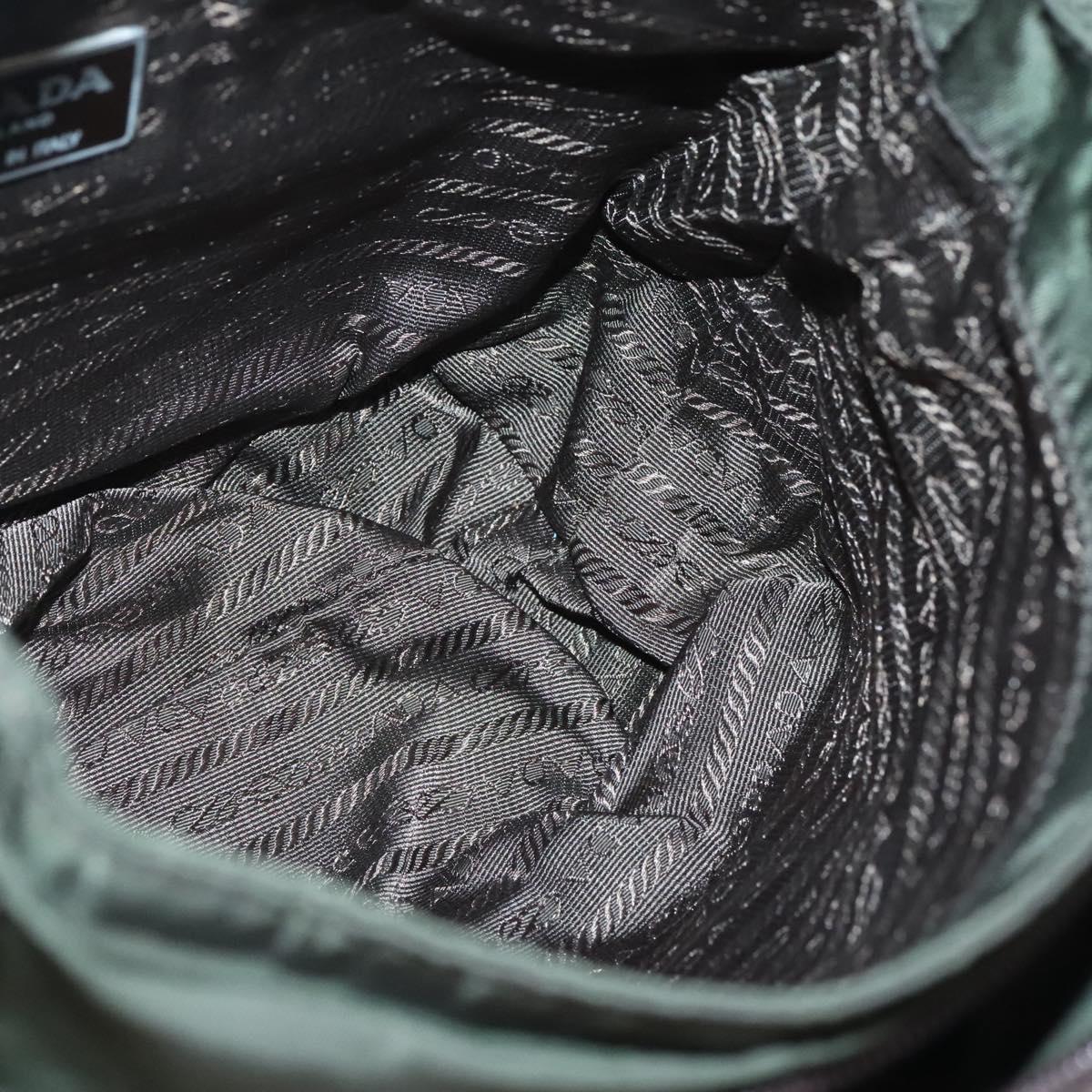 PRADA Shoulder Bag Nylon Khaki Silver Auth bs26478