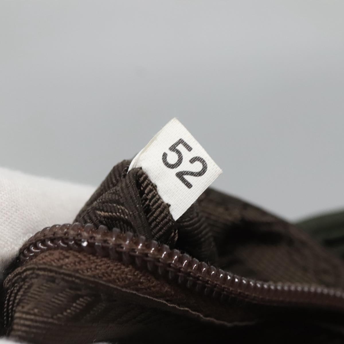 PRADA Shoulder Bag Nylon Khaki Silver Auth bs26478