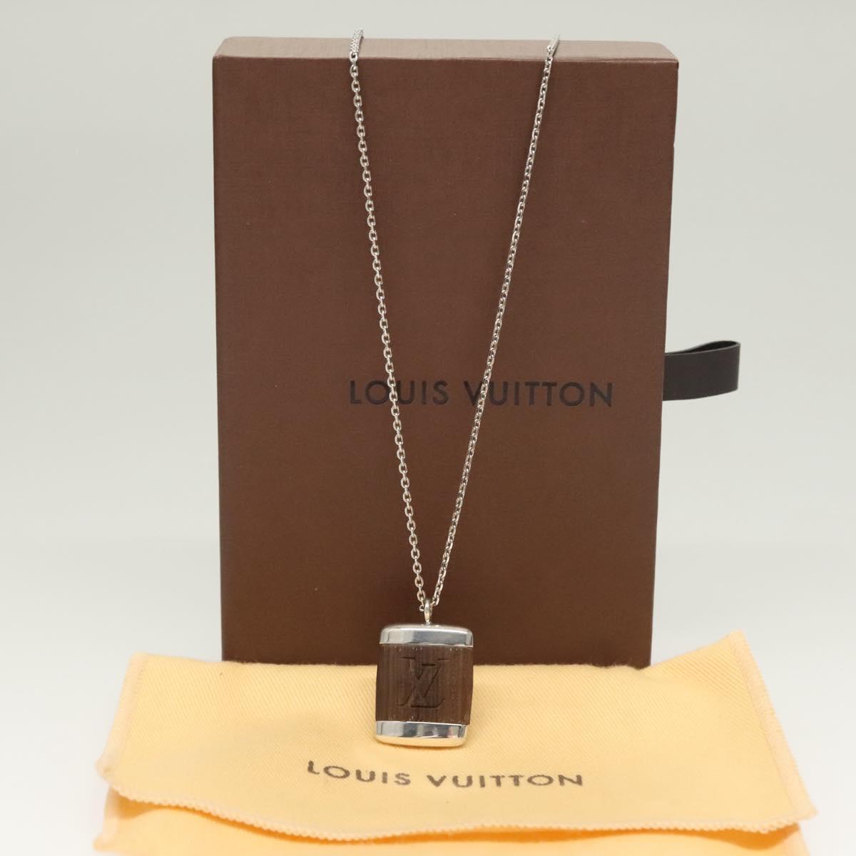 LOUIS VUITTON Pandantif Bois Necklace metal Brown M65372 LV Auth bs26495
