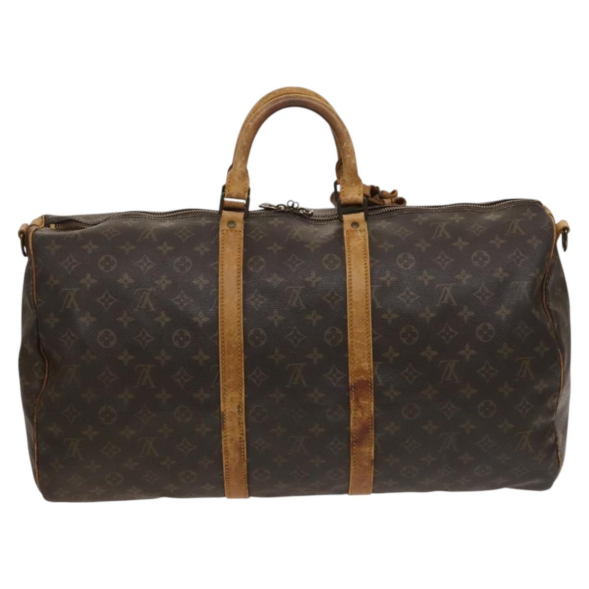 LOUIS VUITTON Monogram Keepall Bandouliere 55 Boston Bag M41414 LV Auth bs26511