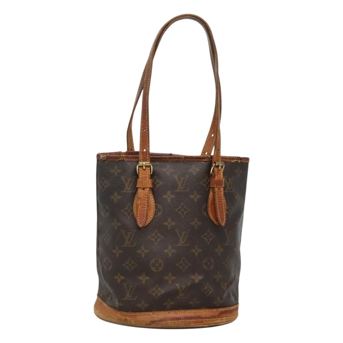 LOUIS VUITTON Monogram Bucket PM Shoulder Bag M42238 LV Auth bs26533