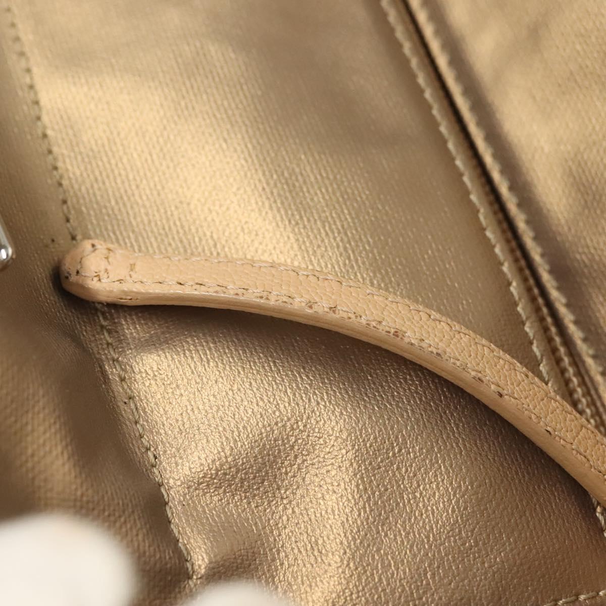CHANEL Paris Biarritz MM Tote Bag Coated Canvas Beige Silver CC Auth bs26552
