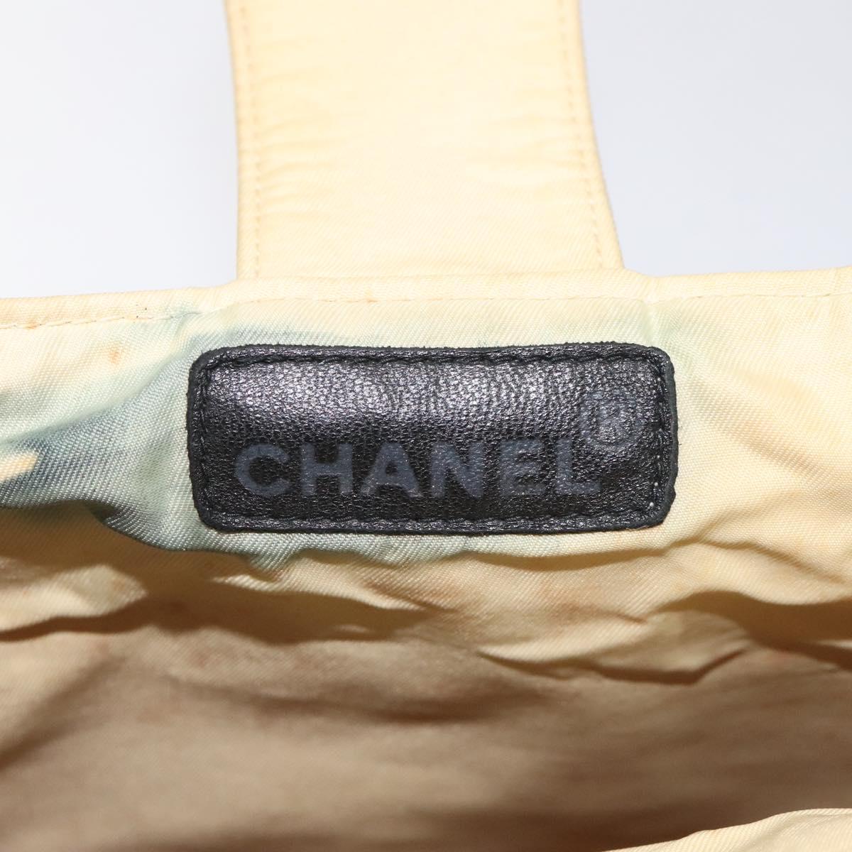CHANEL Tote Bag Nylon Beige Gold CC Auth bs26566