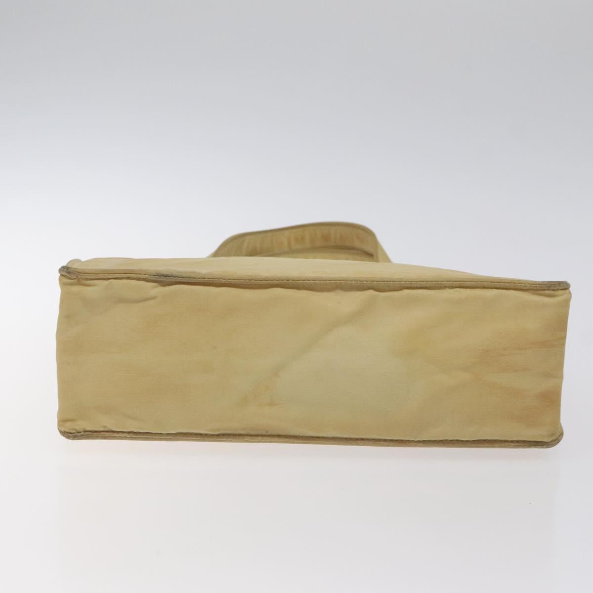 CHANEL Tote Bag Nylon Beige Gold CC Auth bs26566