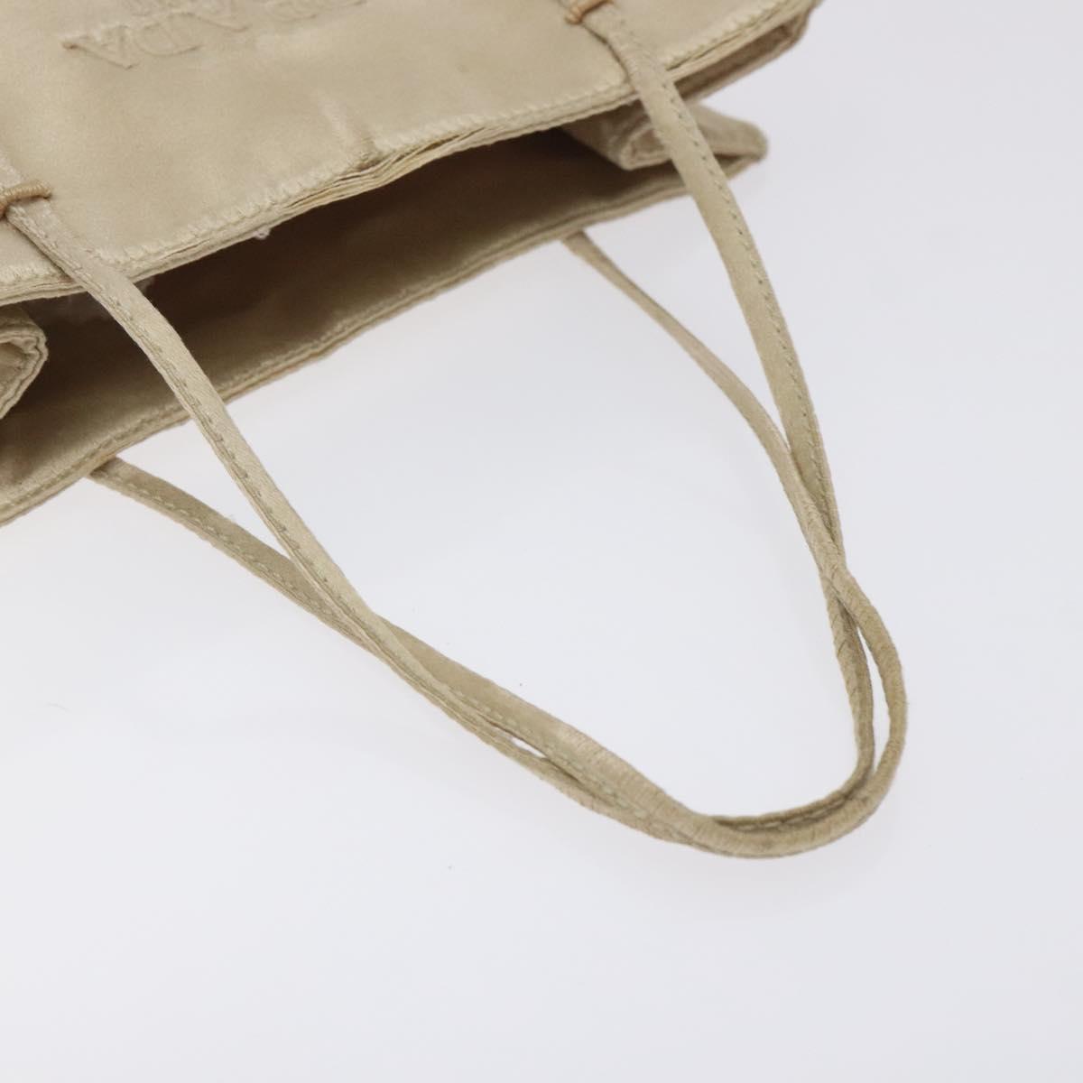 PRADA Tote Bag Satin Beige Auth bs26574