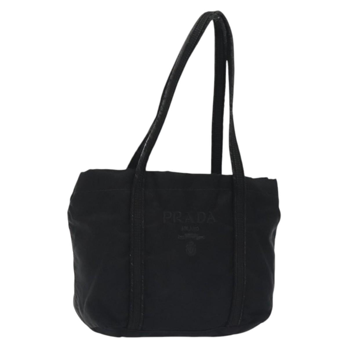 PRADA Mini Tote Bag Nylon Black Silver Auth bs26580