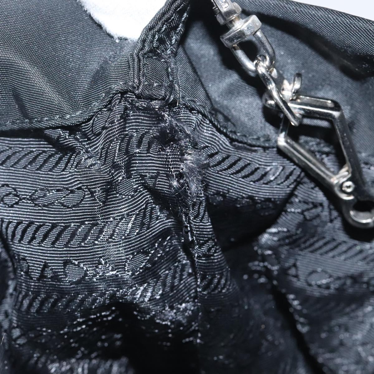 PRADA Mini Tote Bag Nylon Black Silver Auth bs26580