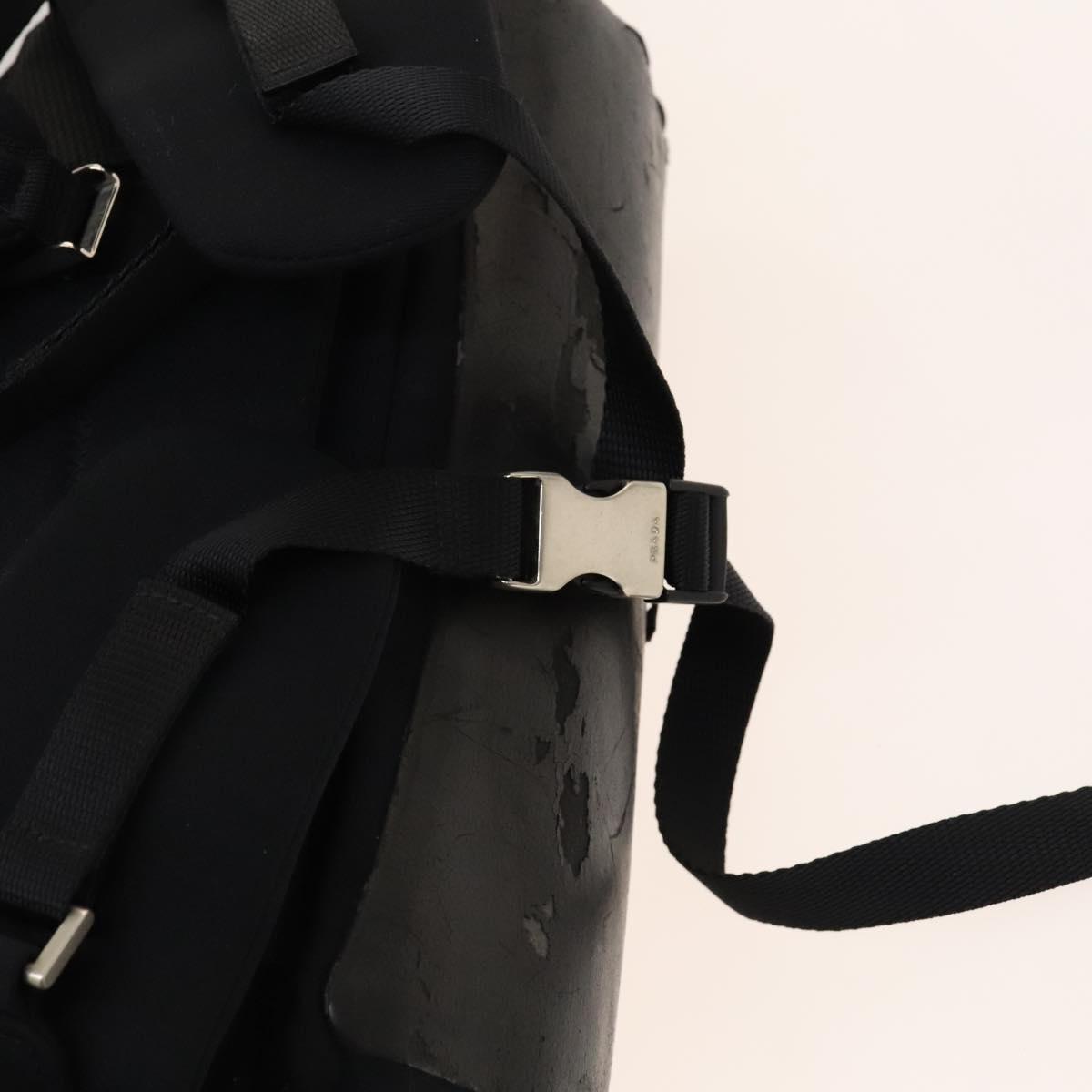 PRADA Sports Backpack Cotton Black Silver Auth bs26584