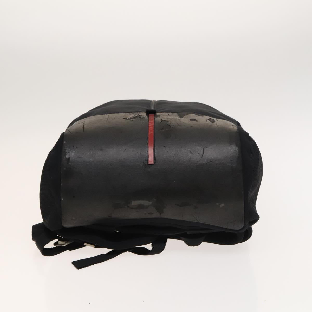 PRADA Sports Backpack Cotton Black Silver Auth bs26584