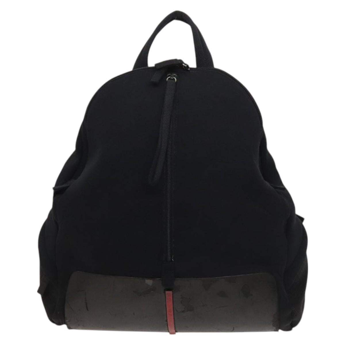 PRADA Sports Backpack Cotton Black Silver Auth bs26584