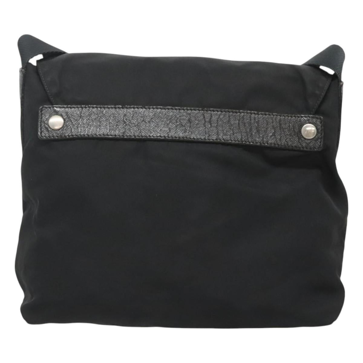 PRADA Shoulder Bag Nylon Black Silver Auth bs26590