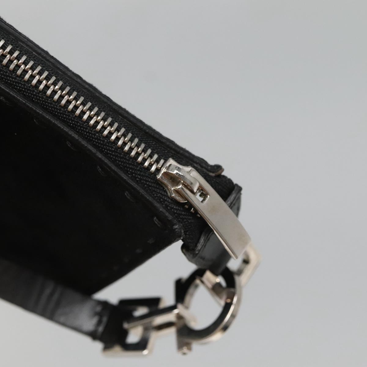 Salvatore Ferragamo Hand Bag Suede Black Silver Auth bs26594