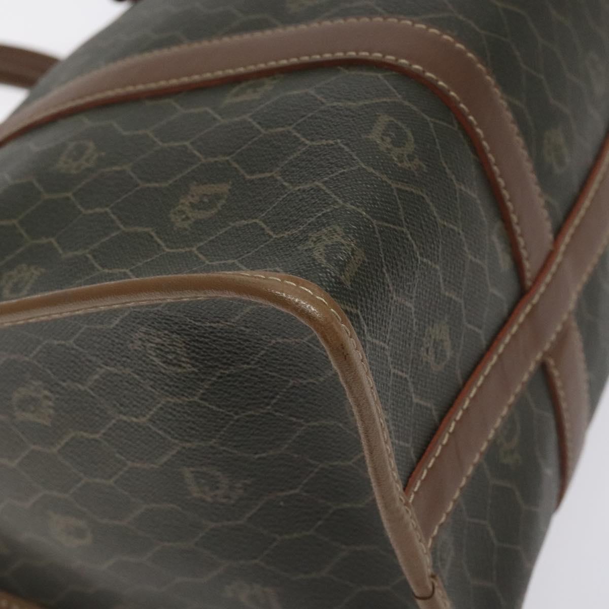 Christian Dior Honeycomb Canvas Hand Bag PVC Black Gold Auth bs26600