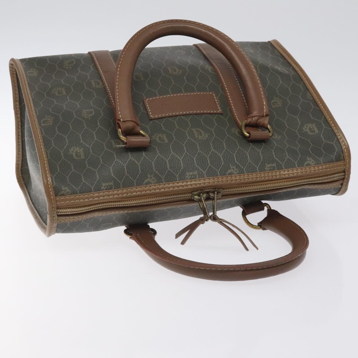 Christian Dior Honeycomb Canvas Hand Bag PVC Black Gold Auth bs26600