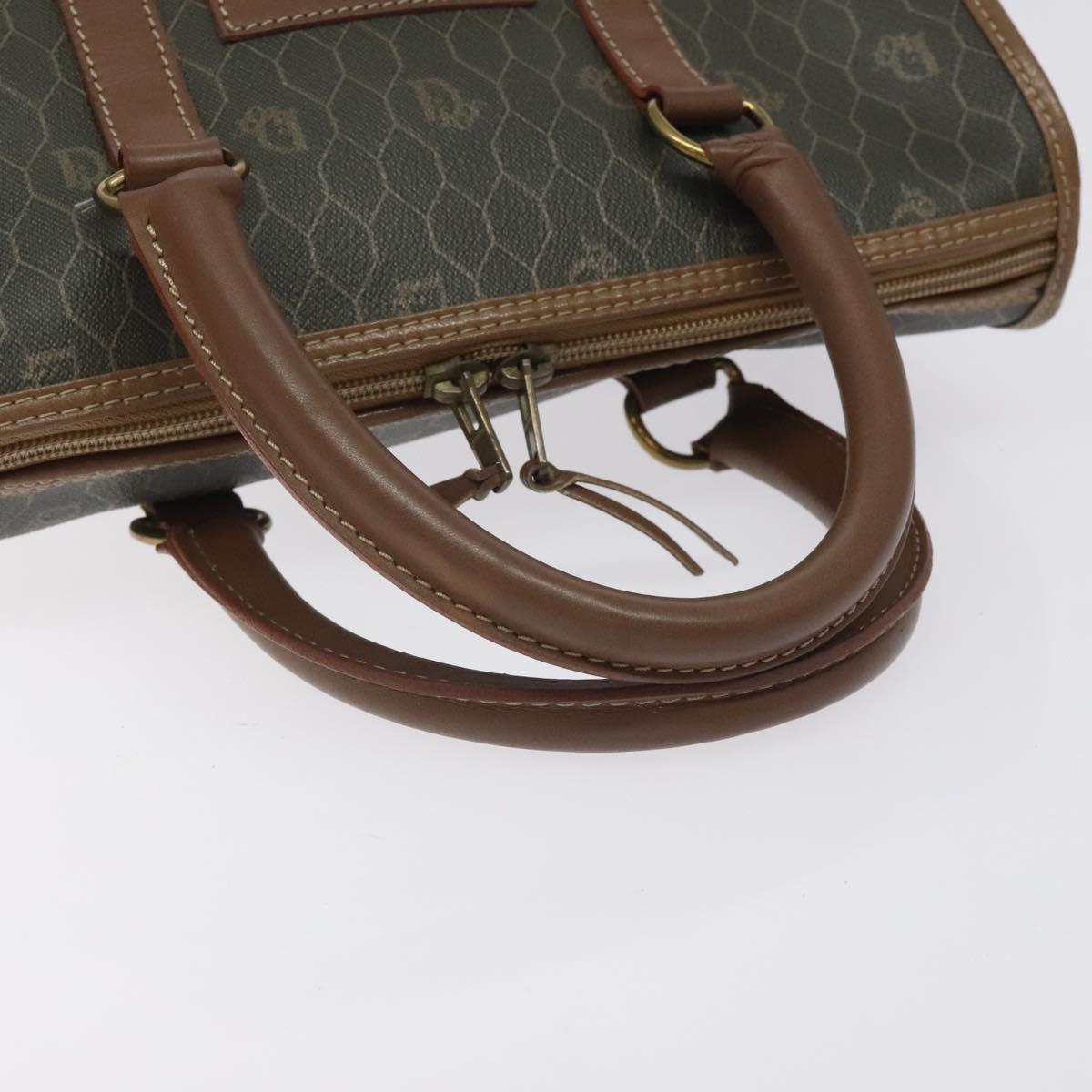 Christian Dior Honeycomb Canvas Hand Bag PVC Black Gold Auth bs26600