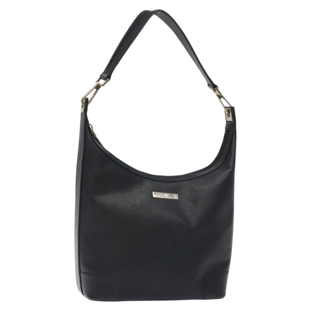 GUCCI Shoulder Bag Leather Black Gold 001 4204 Auth bs26605