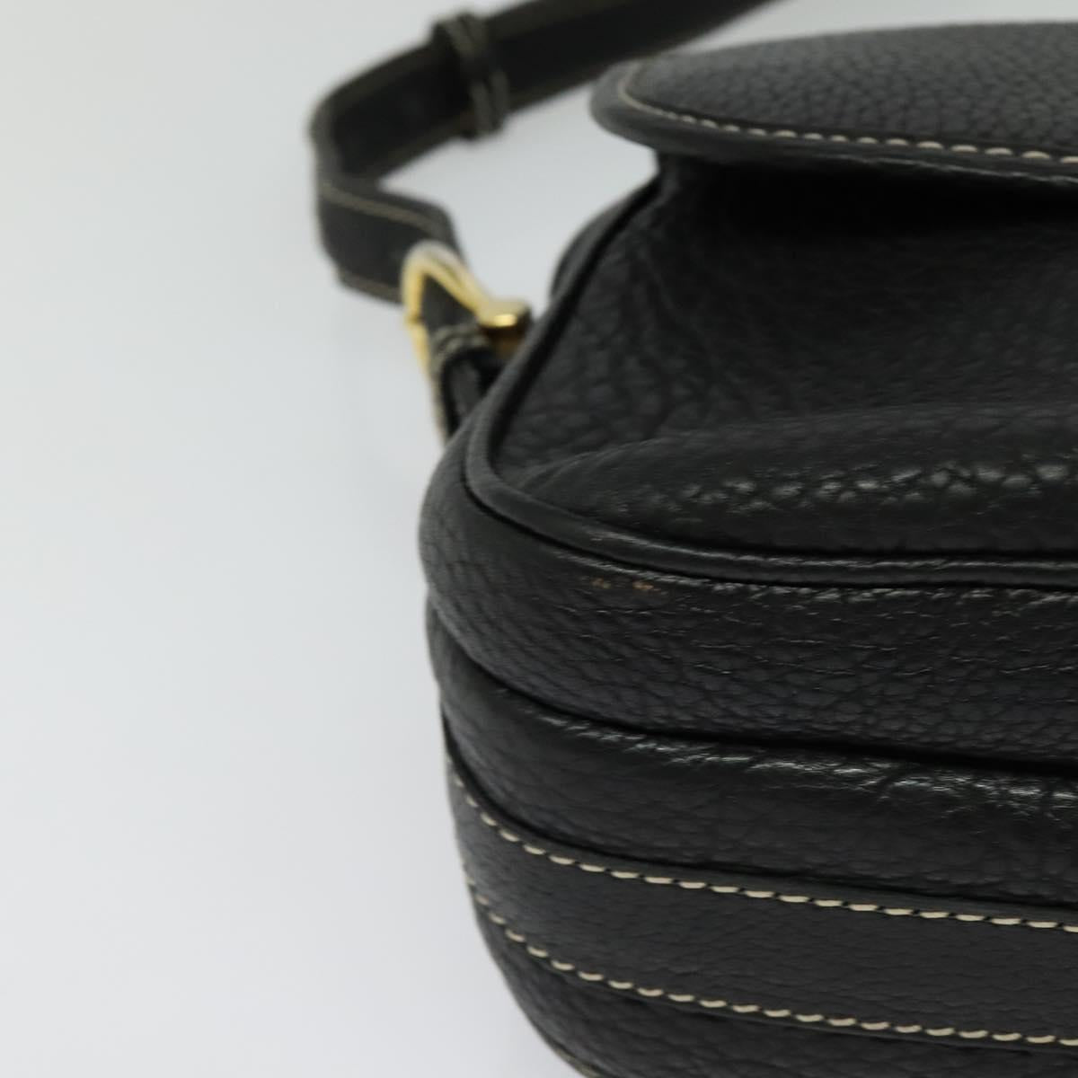 CELINE Shoulder Bag Leather Black Gold Auth bs26612