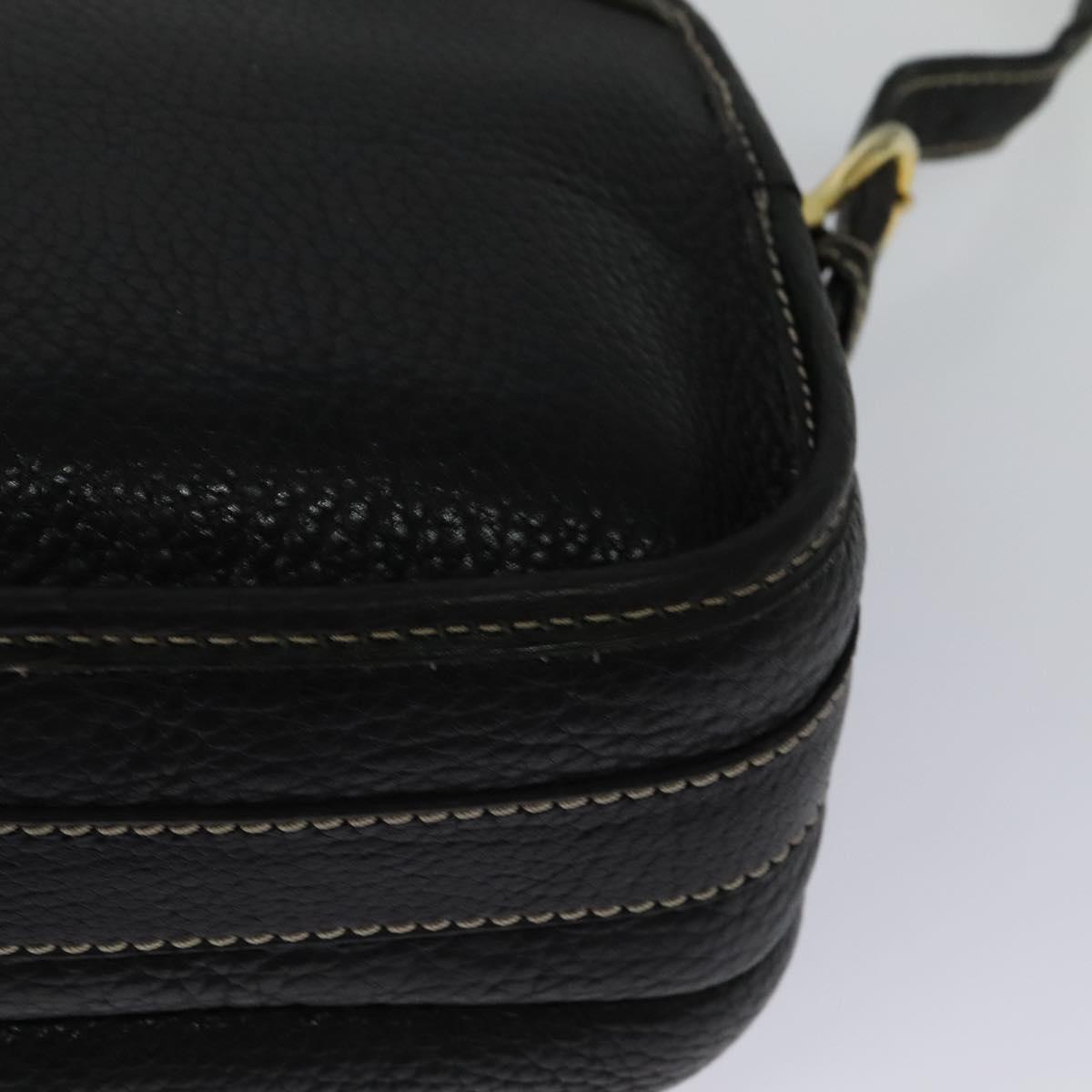 CELINE Shoulder Bag Leather Black Gold Auth bs26612