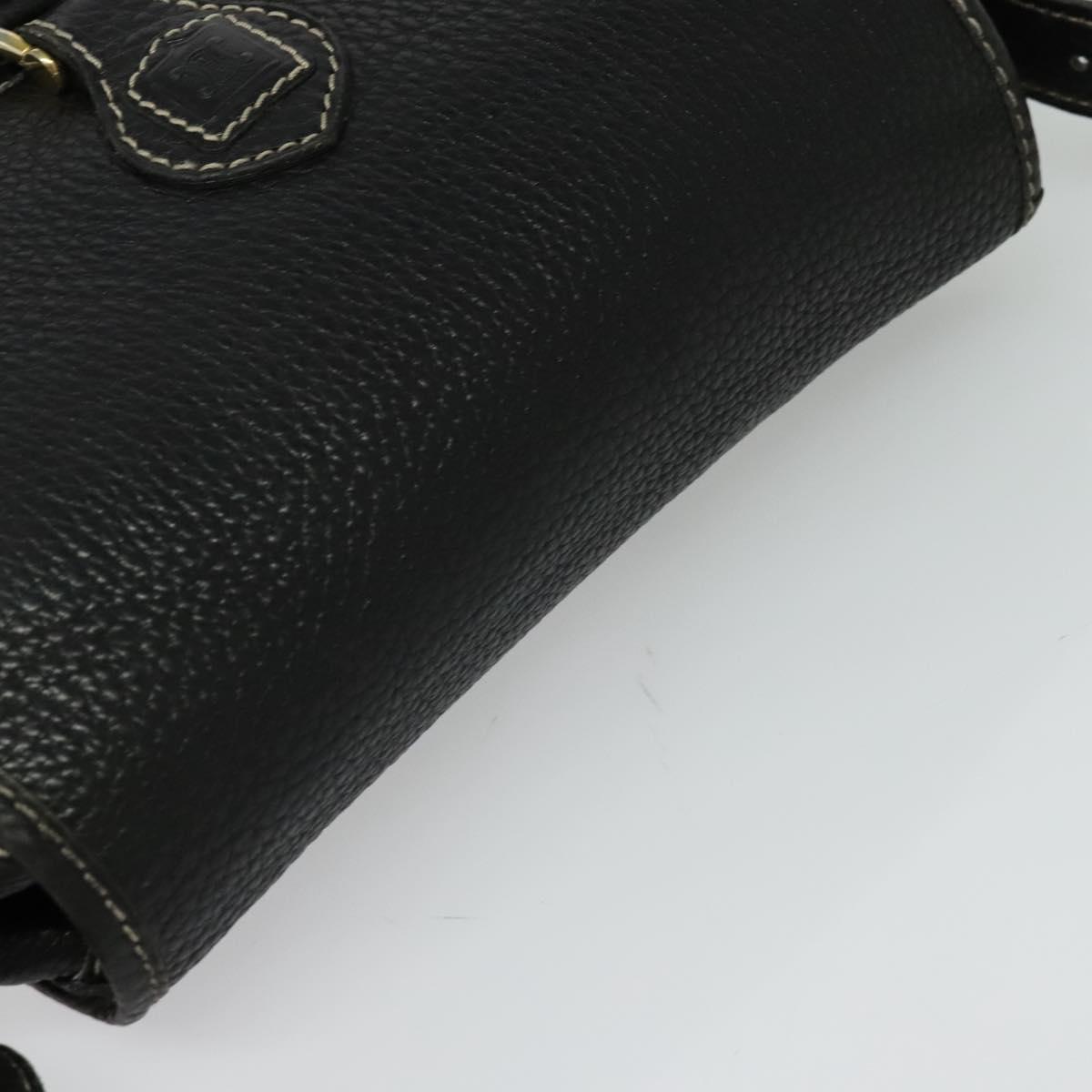 CELINE Shoulder Bag Leather Black Gold Auth bs26612