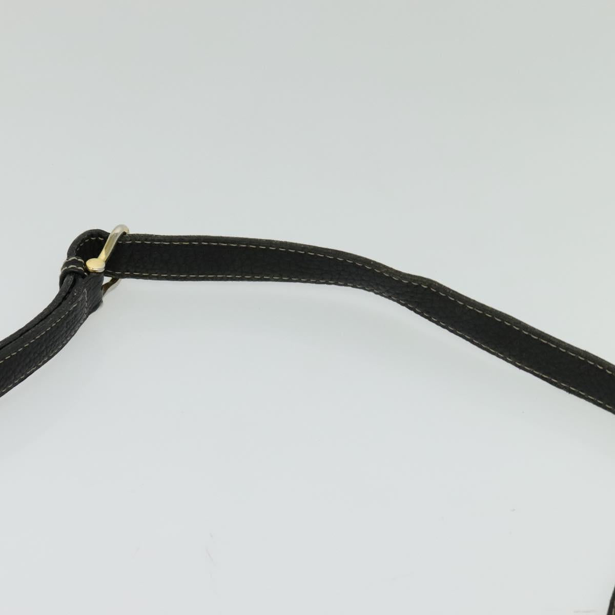 CELINE Shoulder Bag Leather Black Gold Auth bs26612