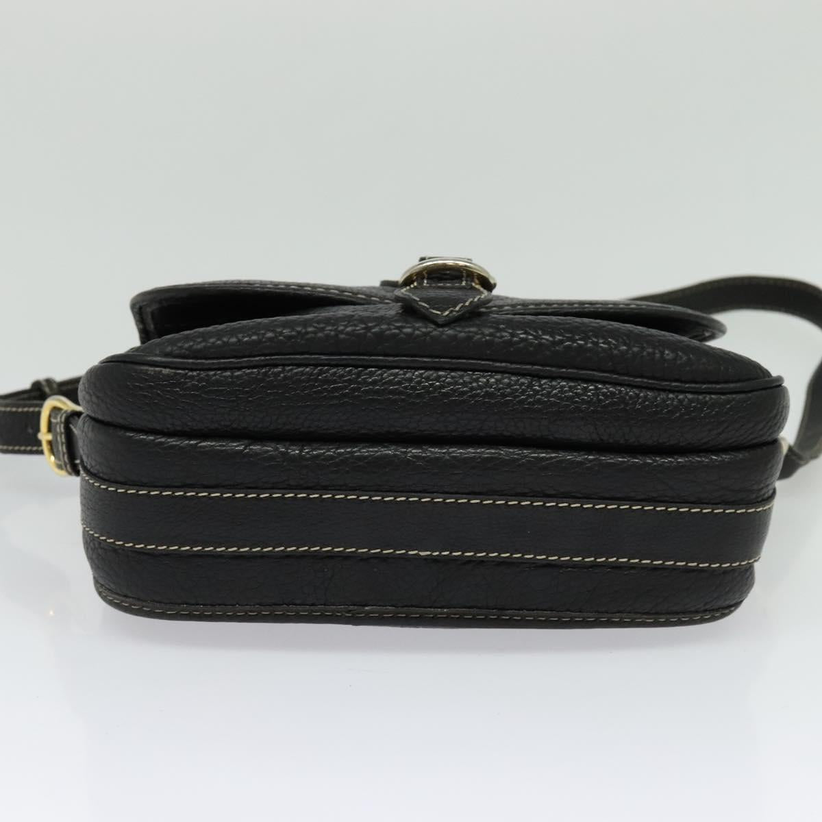 CELINE Shoulder Bag Leather Black Gold Auth bs26612
