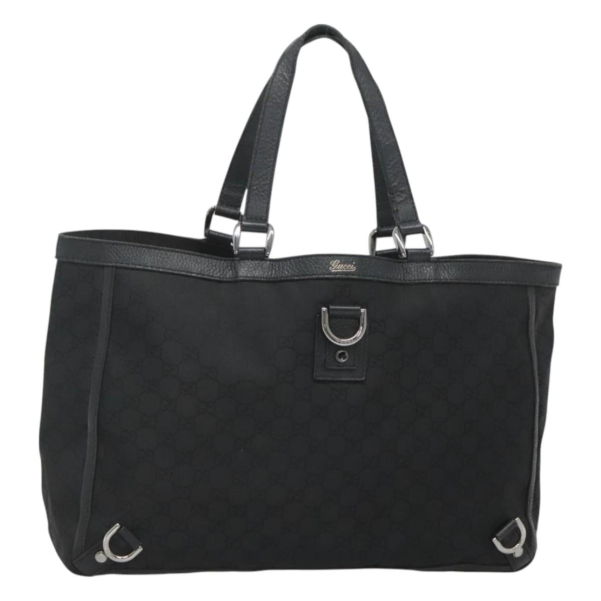 GUCCI GG Canvas Abbey Tote Bag Black Silver 293580 Auth bs26616