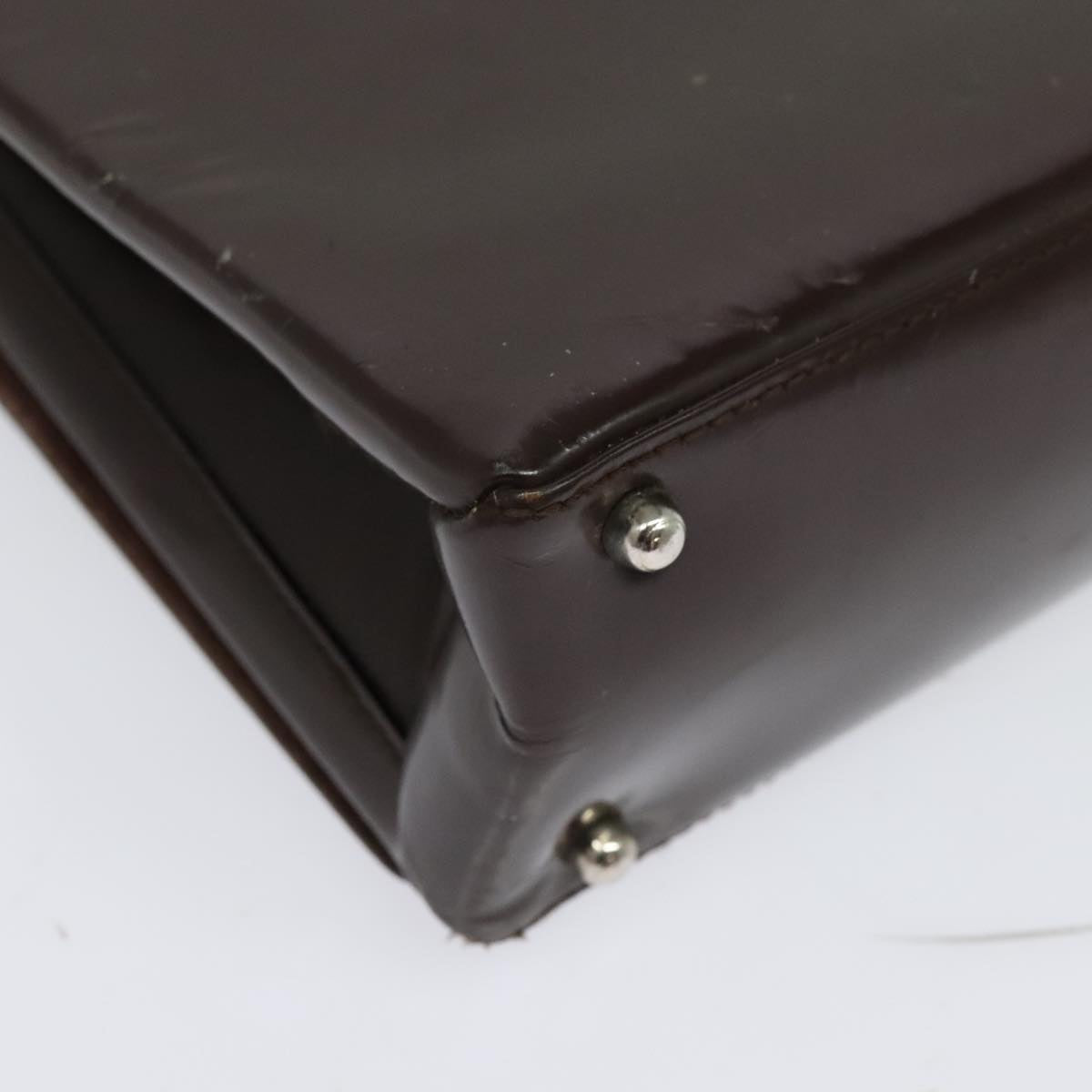 GUCCI Shoulder Bag Patent leather Brown Silver 002 2046 0433 Auth bs26623