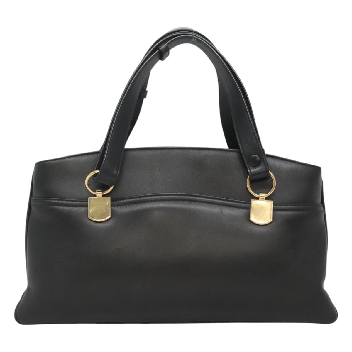 GUCCI GG Marmont Ally Hand Bag Leather Black Gold 550130 Auth bs26625