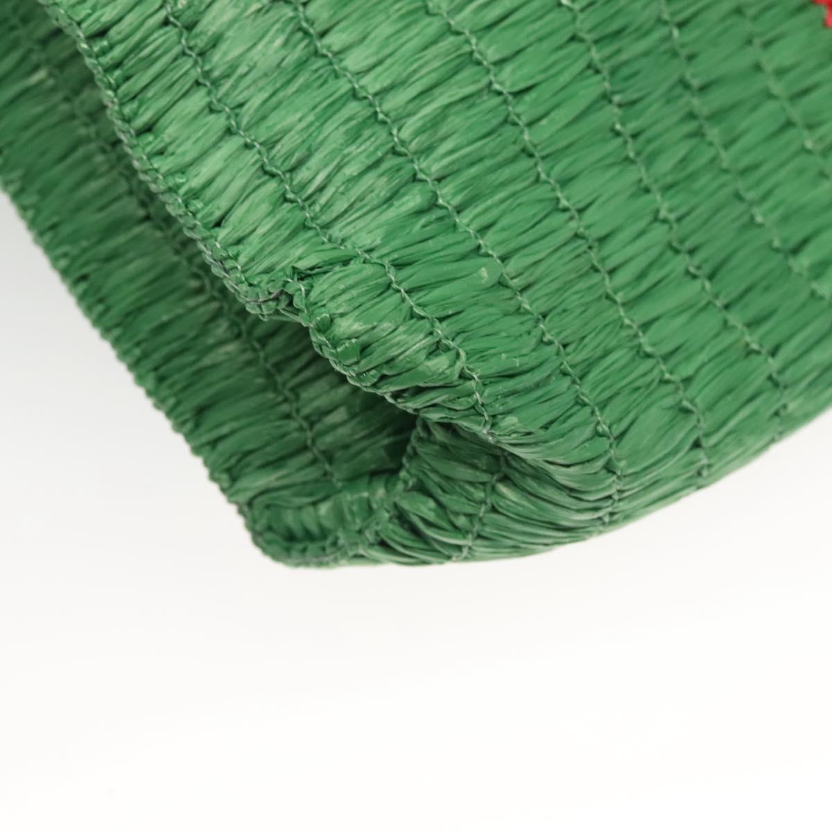 GUCCI Hand Bag Straw Green Red 524810 Auth bs26626