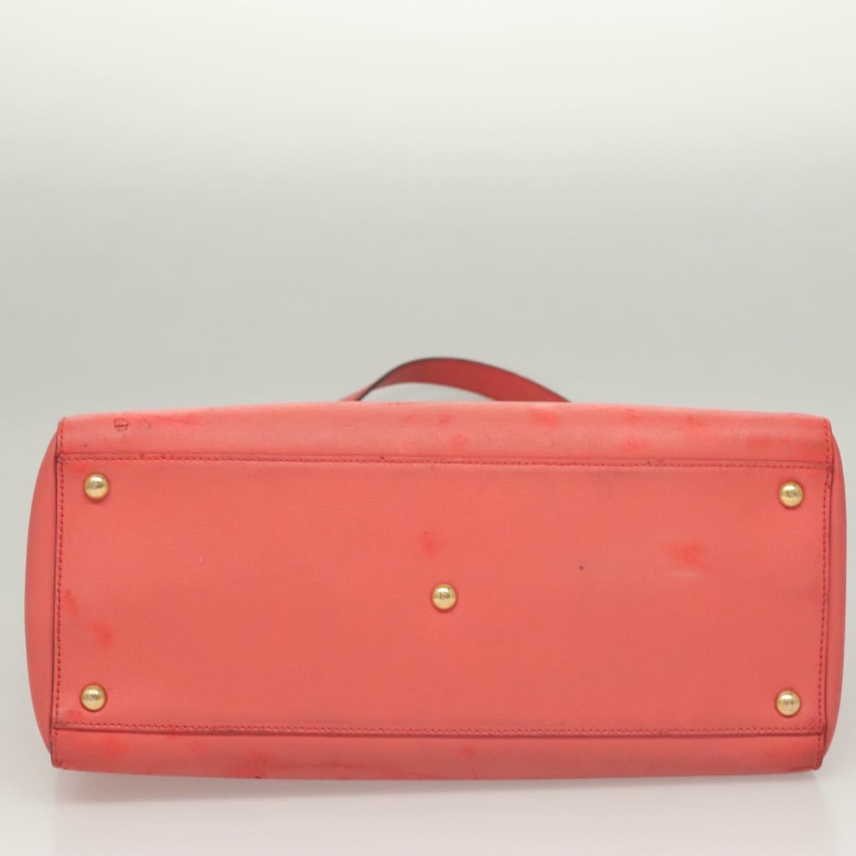 FENDI To joule Hand Bag Leather Pink Gold Auth bs26640