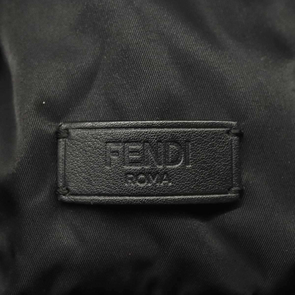 FENDI Monster Bugs Tote Bag Nylon Leather Black Yellow Silver Auth bs26641