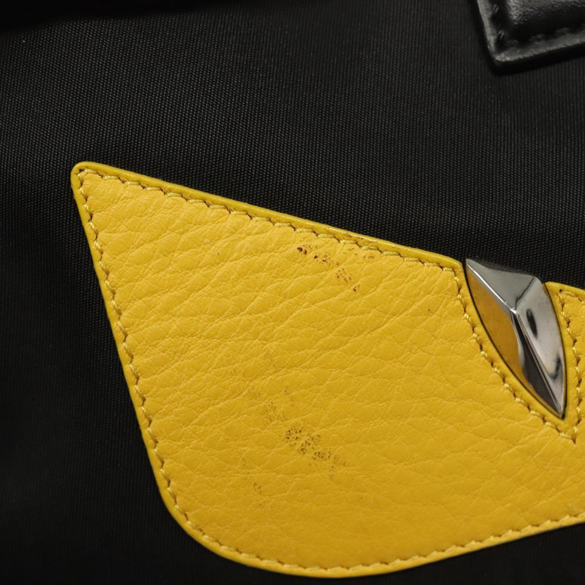 FENDI Monster Bugs Tote Bag Nylon Leather Black Yellow Silver Auth bs26641