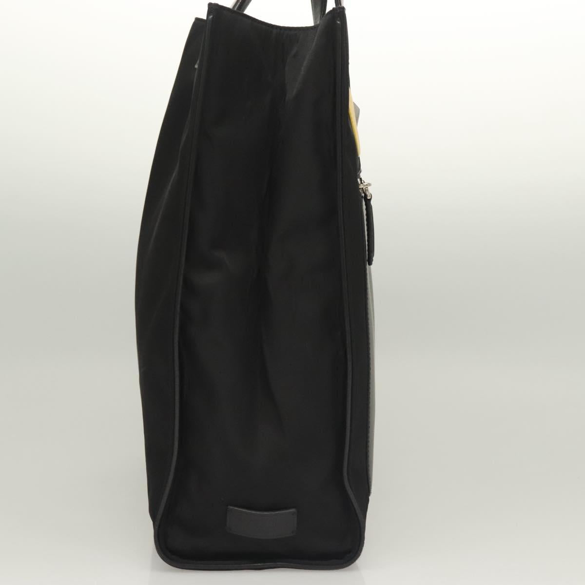 FENDI Monster Bugs Tote Bag Nylon Leather Black Yellow Silver Auth bs26641