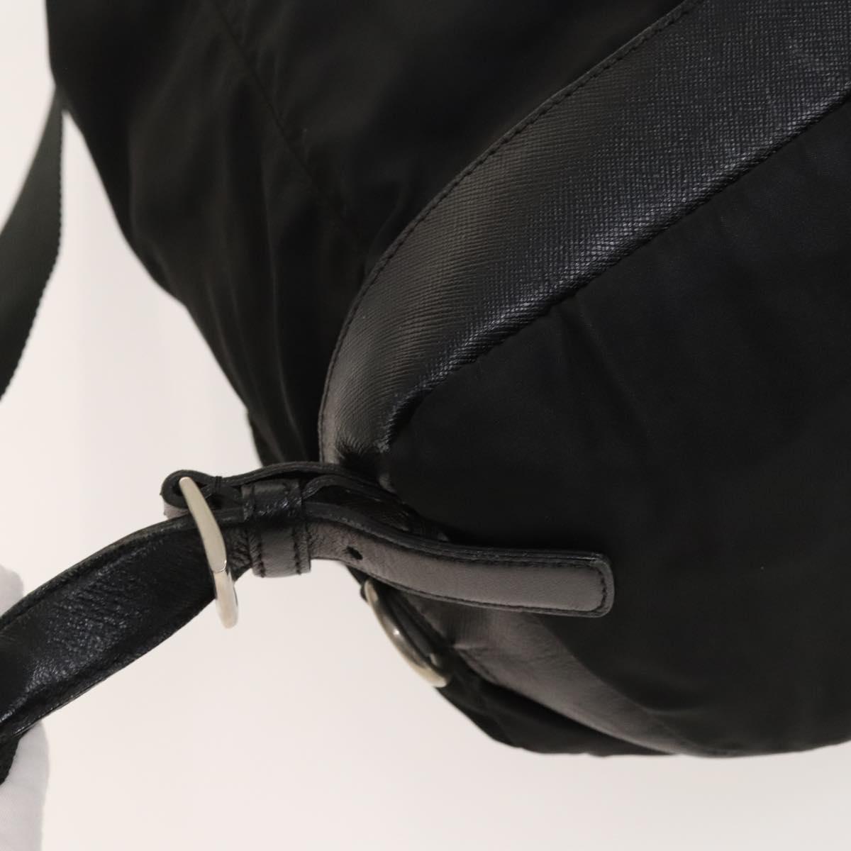 PRADA Backpack Nylon Leather Black Silver Auth bs26646