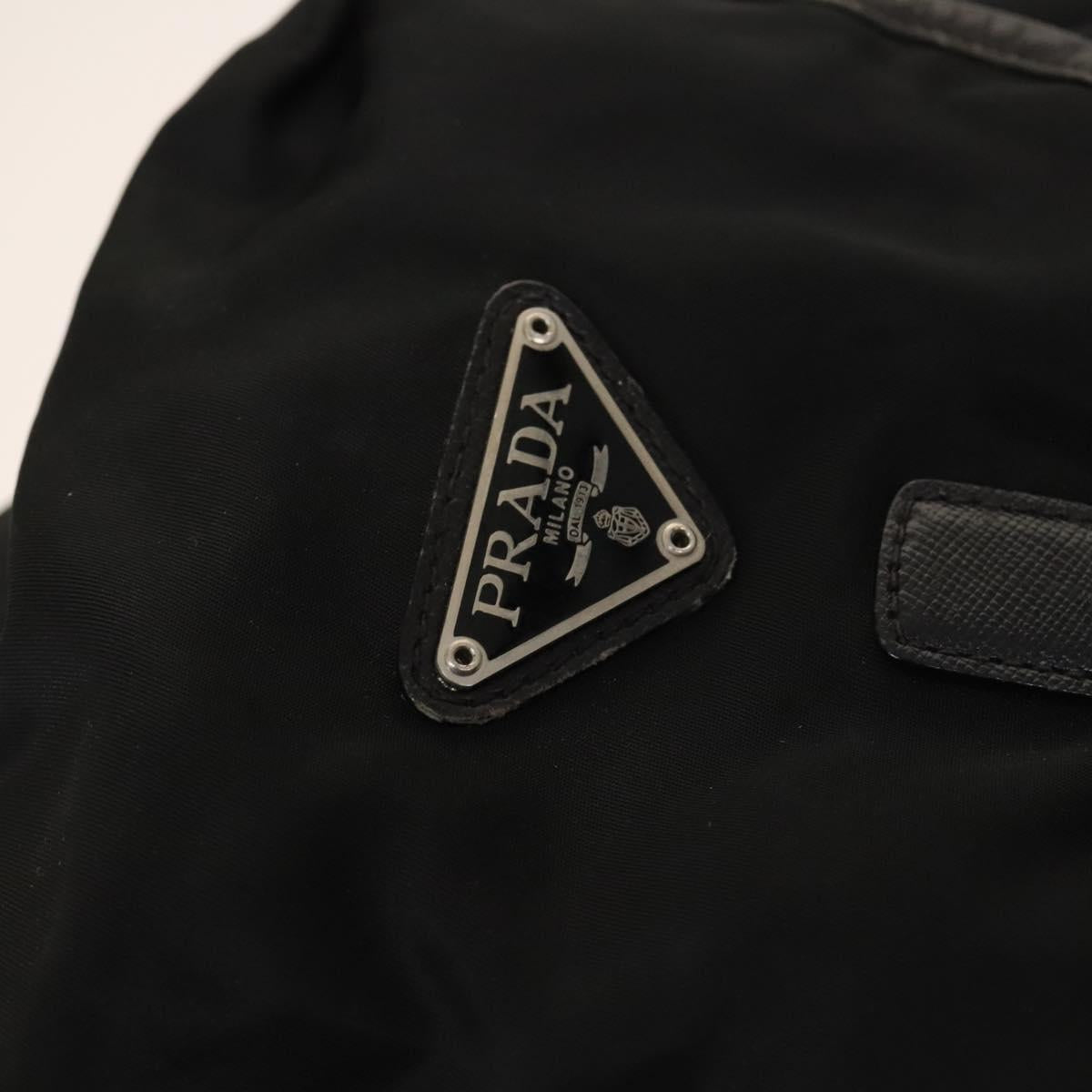 PRADA Backpack Nylon Leather Black Silver Auth bs26646