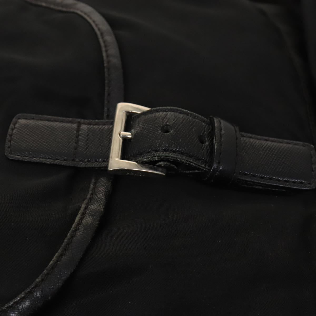 PRADA Backpack Nylon Leather Black Silver Auth bs26646