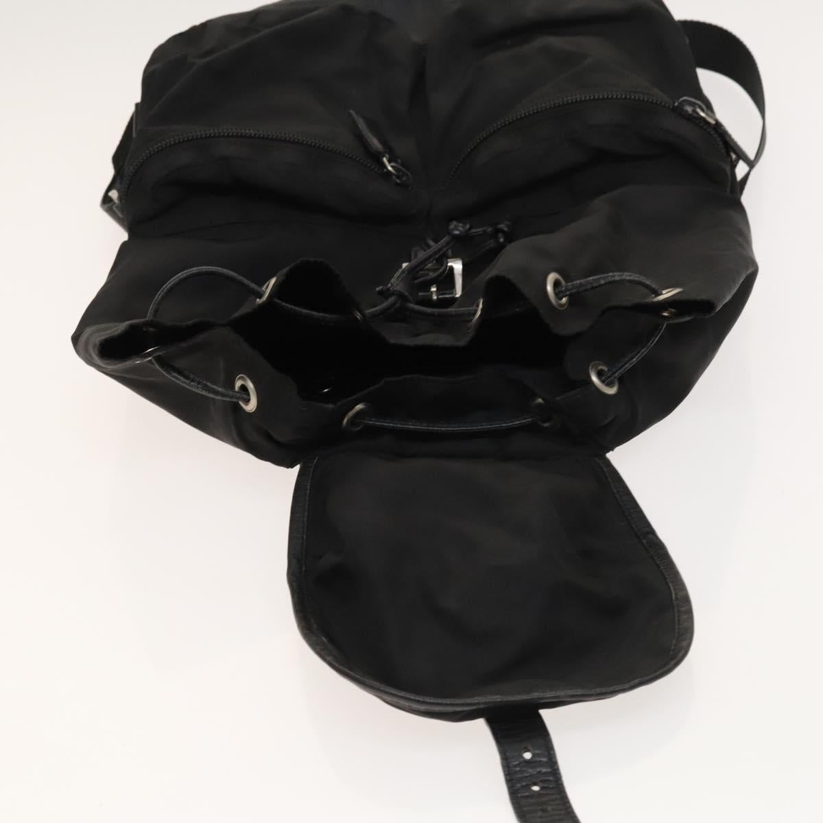 PRADA Backpack Nylon Leather Black Silver Auth bs26646