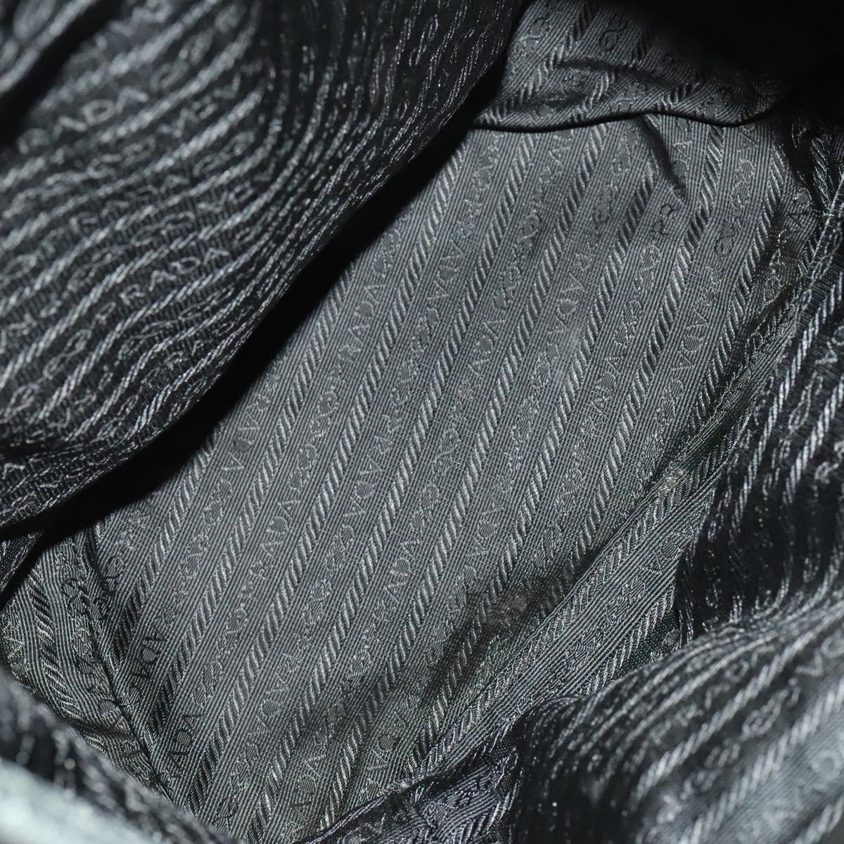 PRADA Backpack Nylon Leather Black Silver Auth bs26646