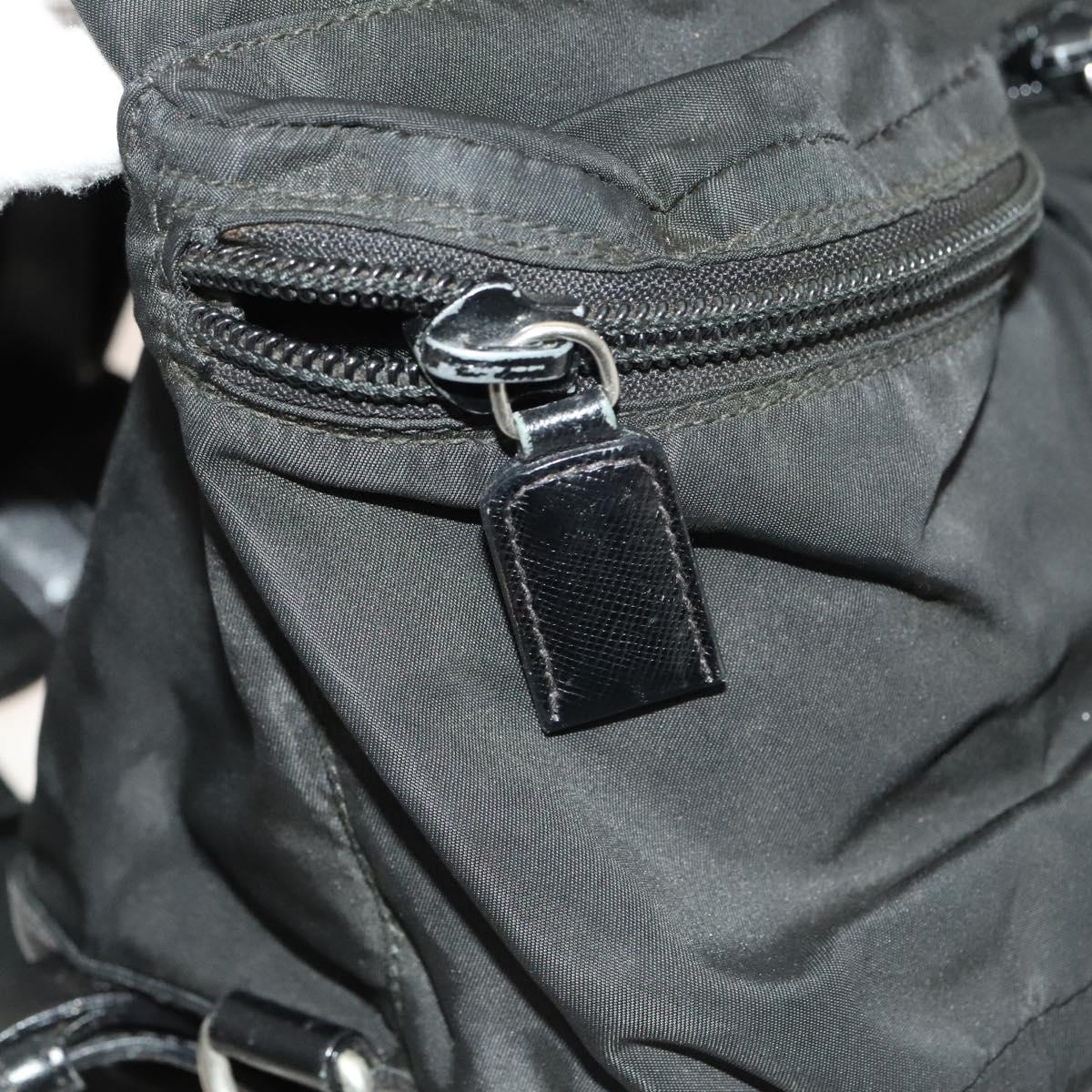 PRADA Backpack Nylon Leather Black Silver Auth bs26646