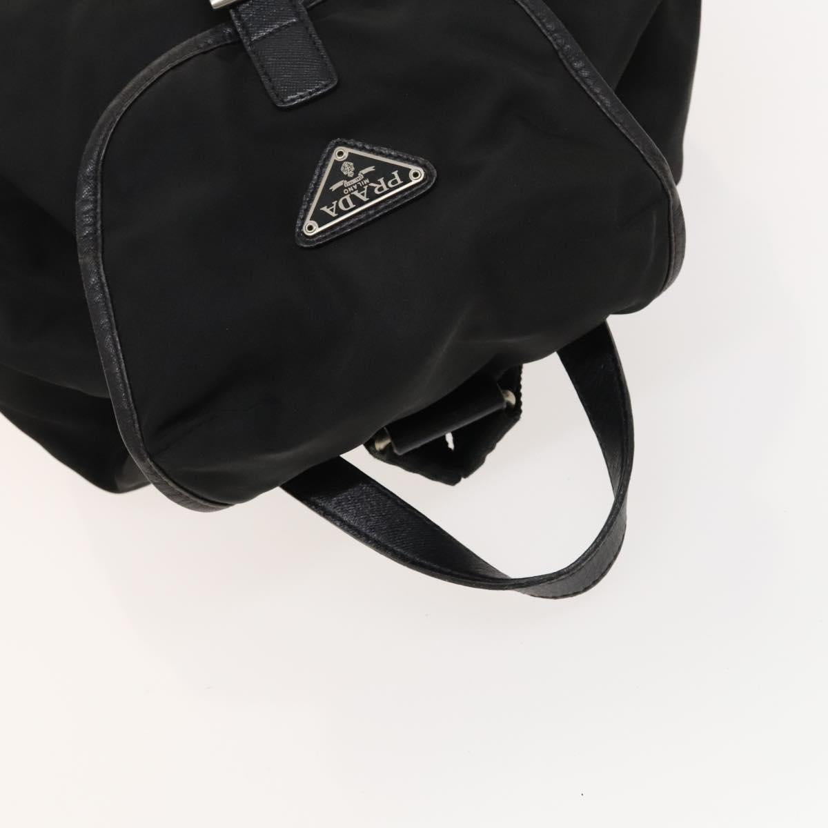 PRADA Backpack Nylon Leather Black Silver Auth bs26646