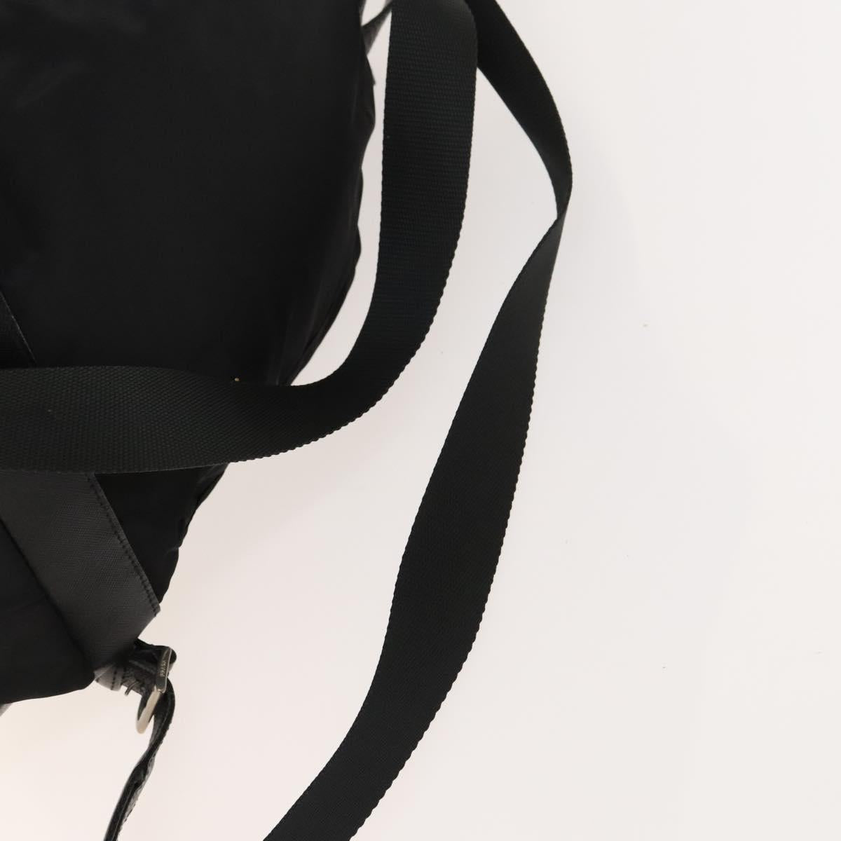 PRADA Backpack Nylon Leather Black Silver Auth bs26646