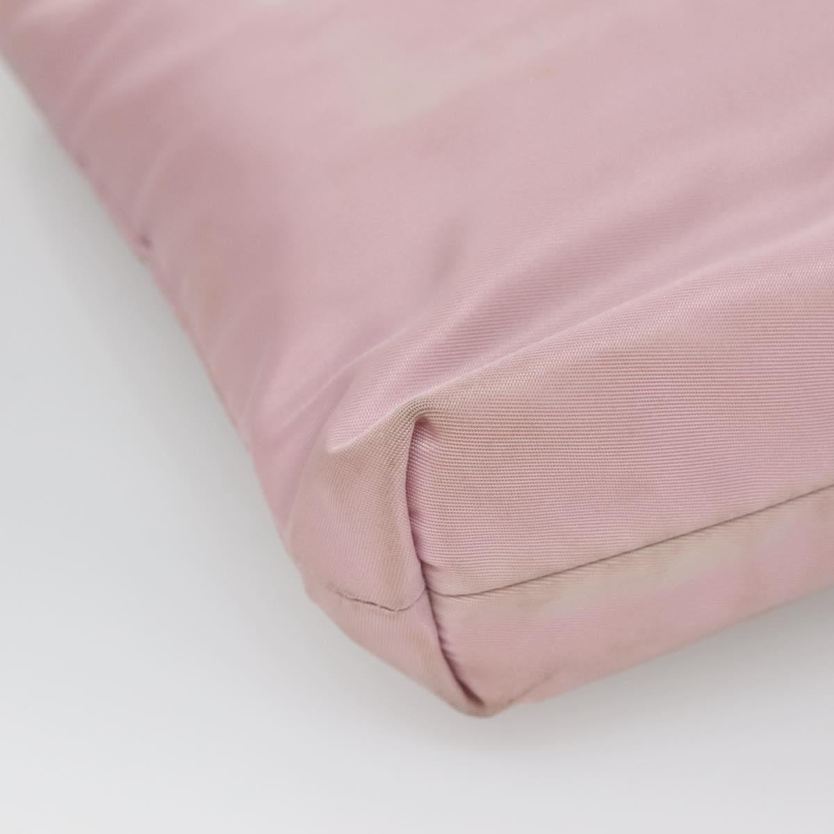 PRADA Hand Bag Nylon Pink Silver Auth bs26647