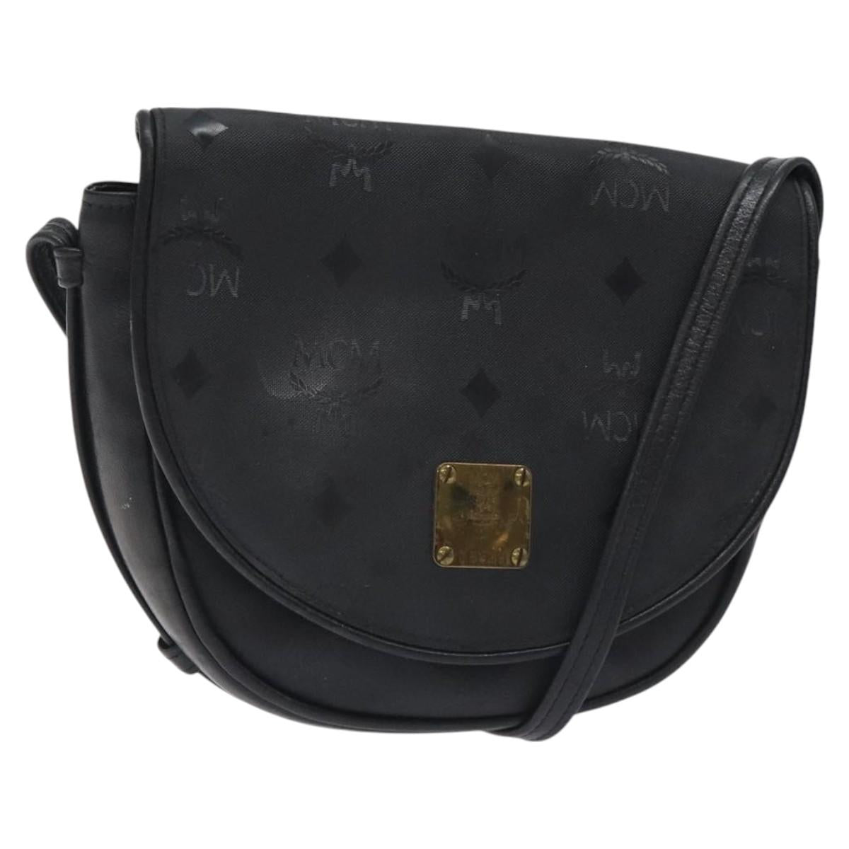 MCM Vicetos Logogram Shoulder Bag PVC Black Gold Auth bs26670