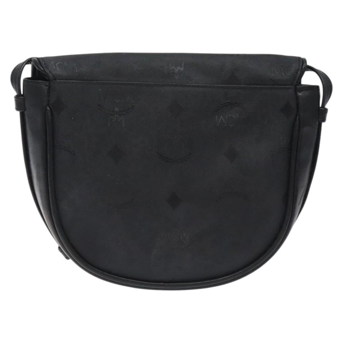 MCM Vicetos Logogram Shoulder Bag PVC Black Gold Auth bs26670